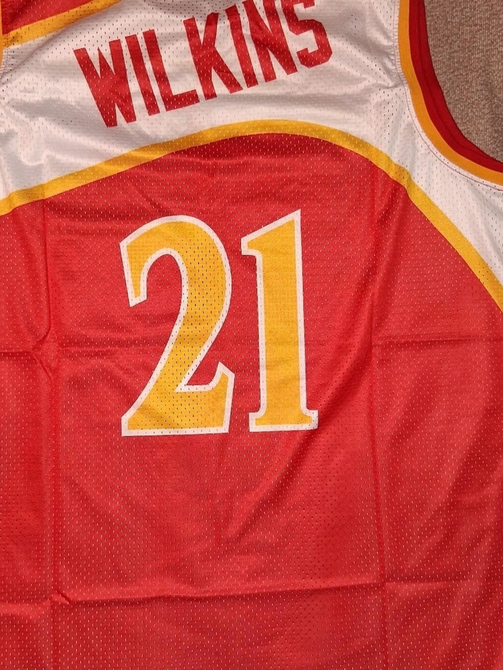 Wilkins Atlanta Hawks #21 Red and Yellow Basketball Jersey